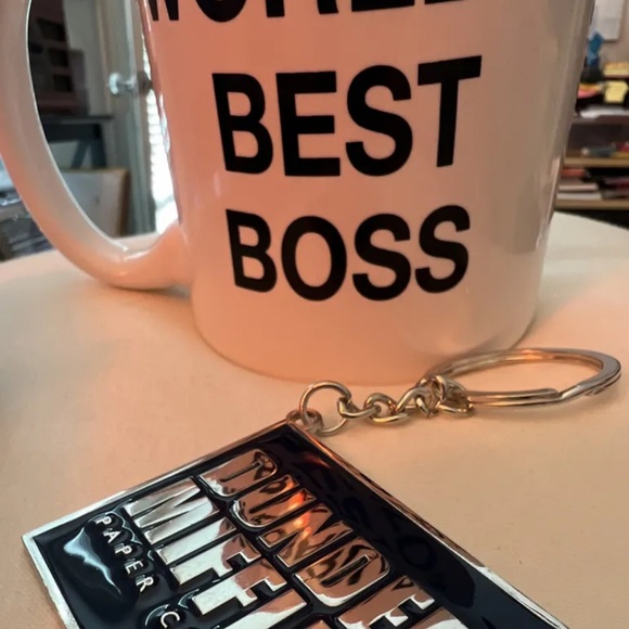 The Office Gift Set Socks, Worlds Best Boss Mug,& Dunder Mifflin Key Chain - Picture 2 of 4